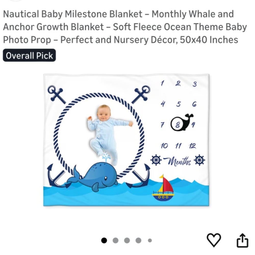 New baby milestone blanket nautical theme